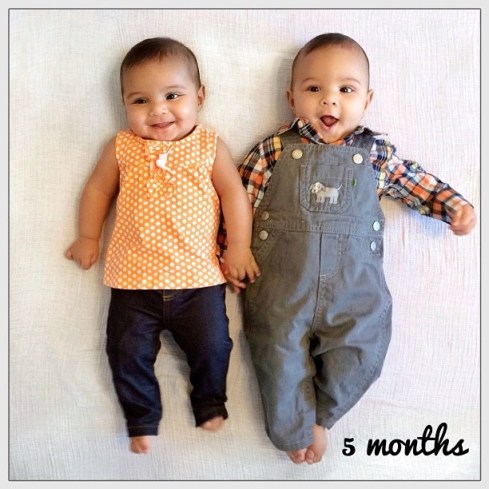 Now five months old, Julianne and Henry are able to roll over and are just starting to laugh. :)